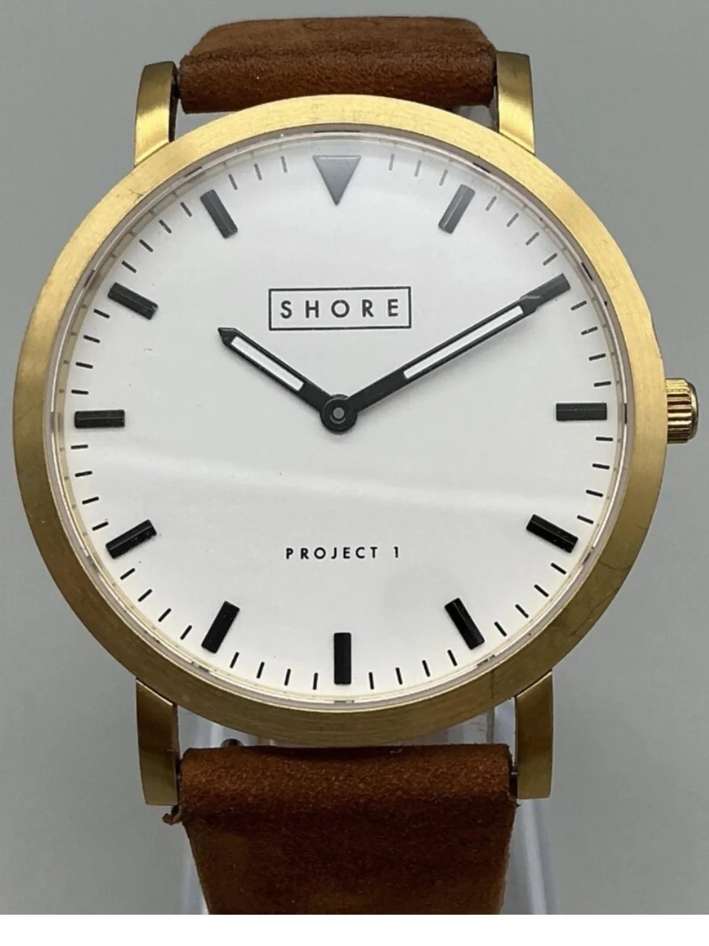 Shore Women’s Gold Case White Dial Brown Leather Watch - Project 1 Edition